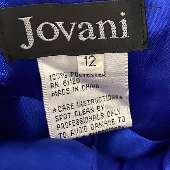 NWT Jovani Stunning Blue Feathered Gown with Silver Embellishments Size 12 (JR) - Picture 11 of 14